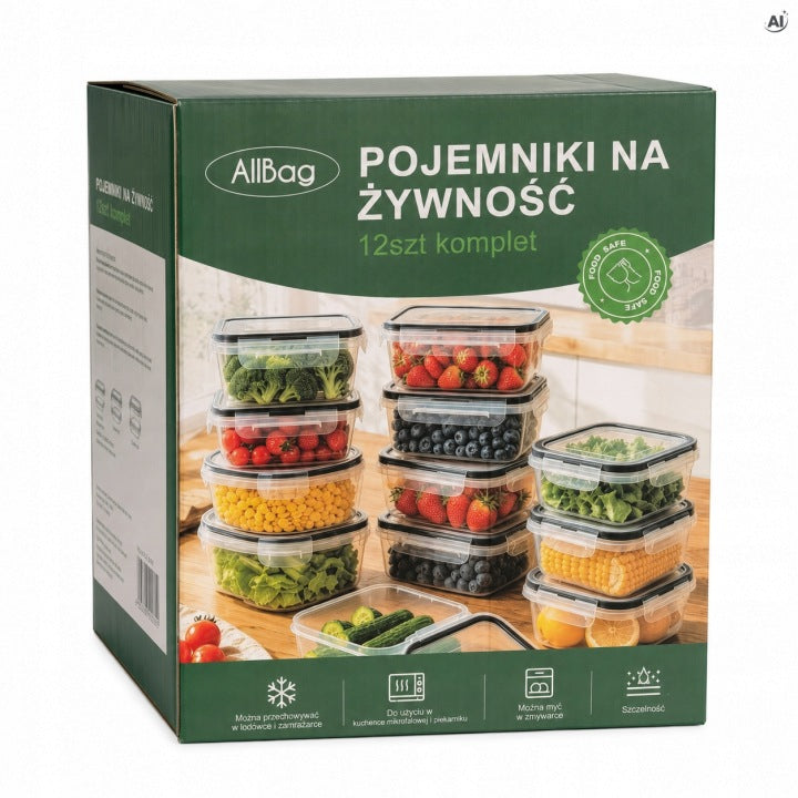 Pojemniki na Żywność Zestaw 12 szt.