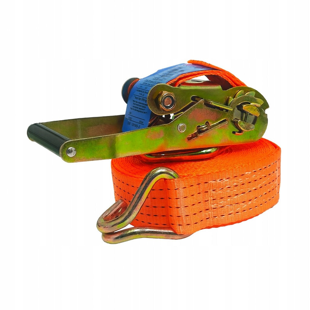 Pomarańczowy pas mocujący z napinaczem 6m