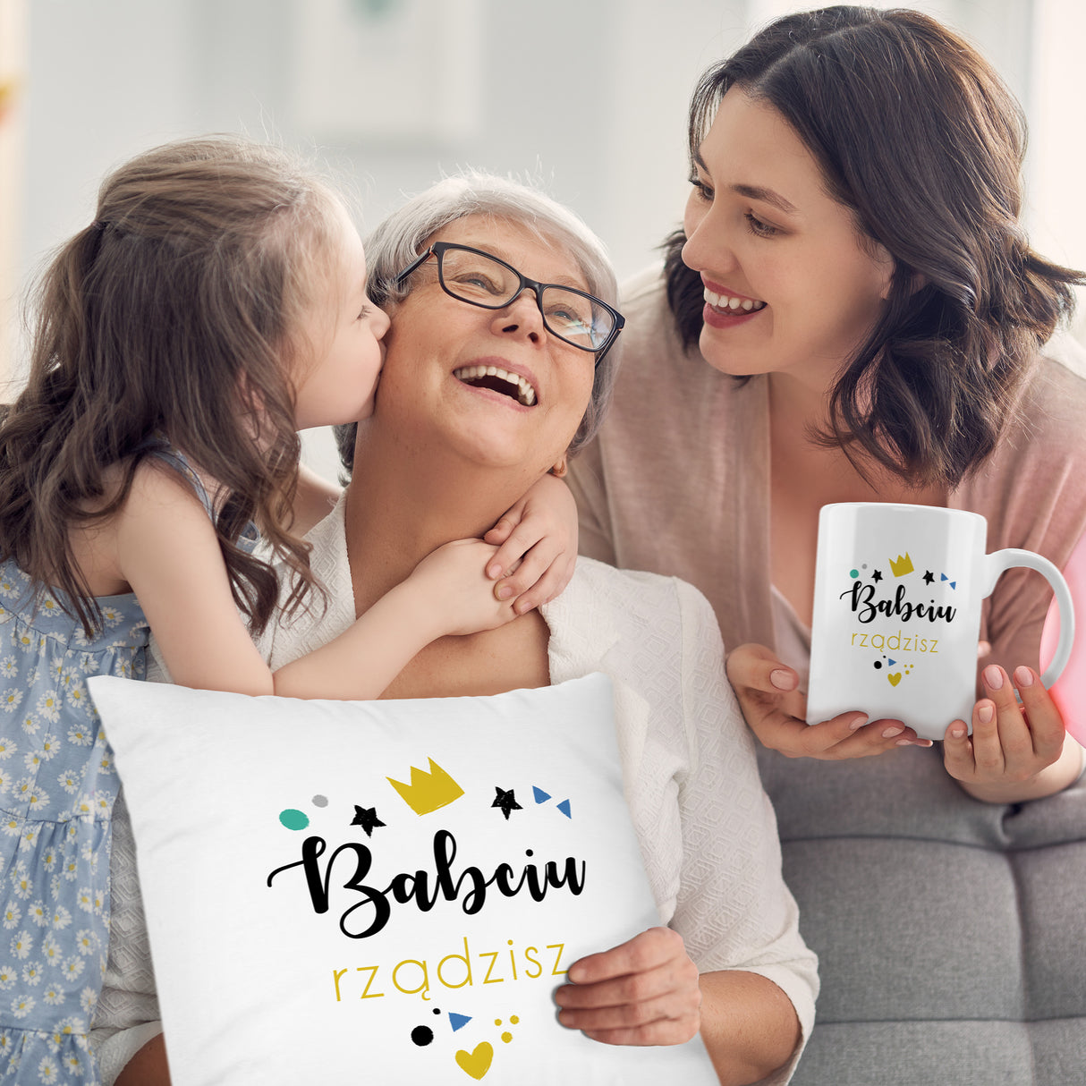 Zestaw Torba Bawełniana Kubek Poduszka Babciu Rządzisz Prezent na Dzień Babci