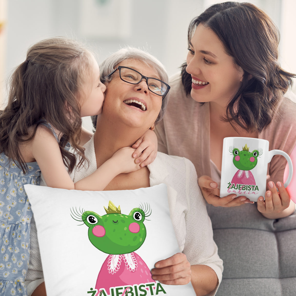 Zestaw Torba Bawełniana,Kubek,Poduszka Żajebista Babcia Prezent na Dzień Babci