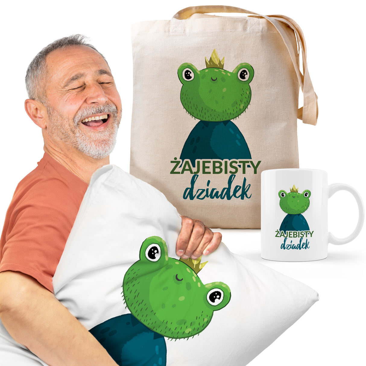 Zestaw Torba bawełniana,Kubek,Poduszka Żajebisty Dziadek Prezent Dzień Dziadka