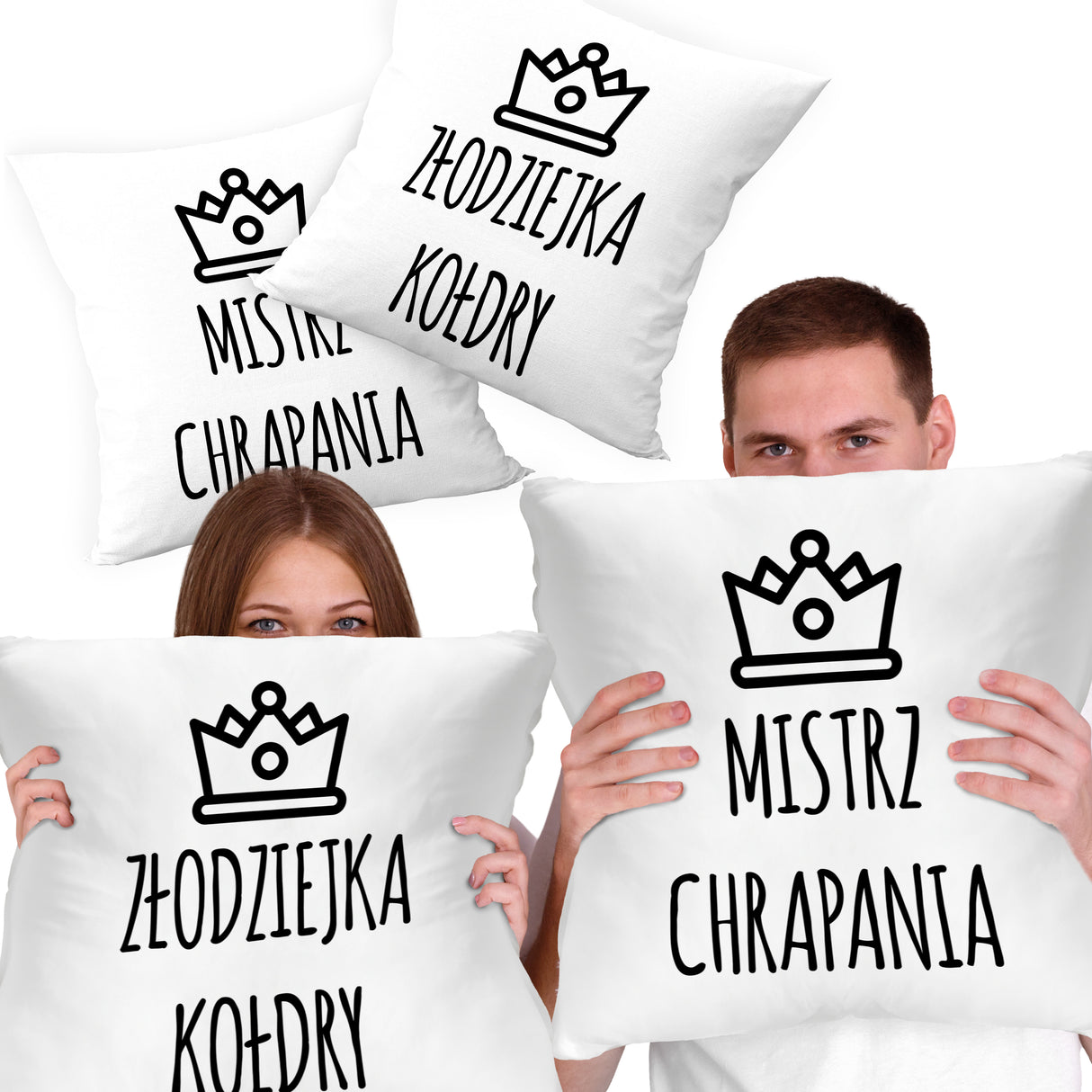 Prezent na walentynki poduszki MISTRZ CHRAPANIA ZŁODZIEJKA KOŁDRY