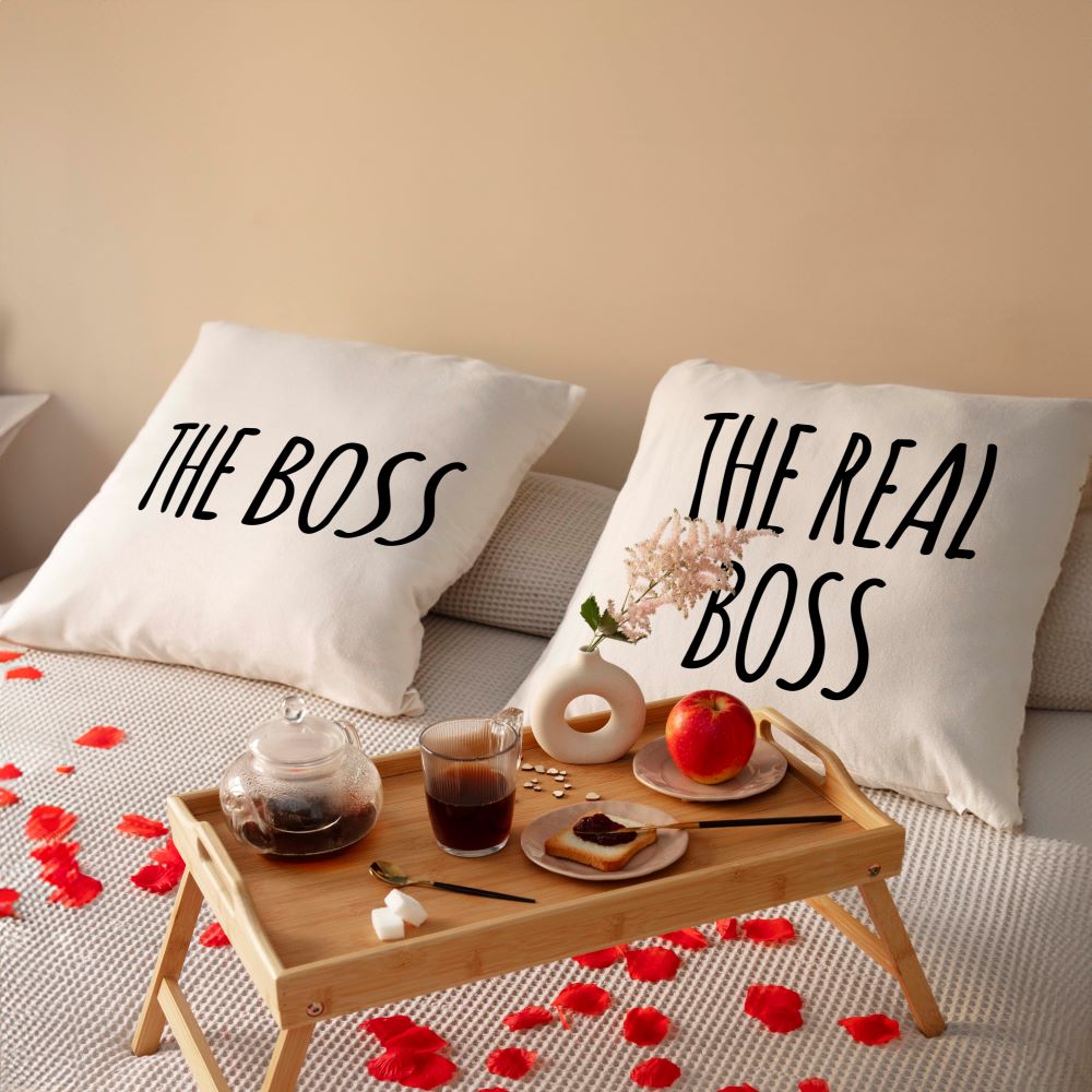 Prezent na walentynki poduszki THE BOSS THE REAL BOSS