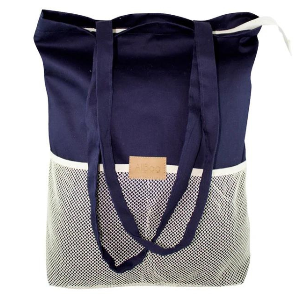 Torba shopper materiałowa siatka metka ALLBAG Granatowa