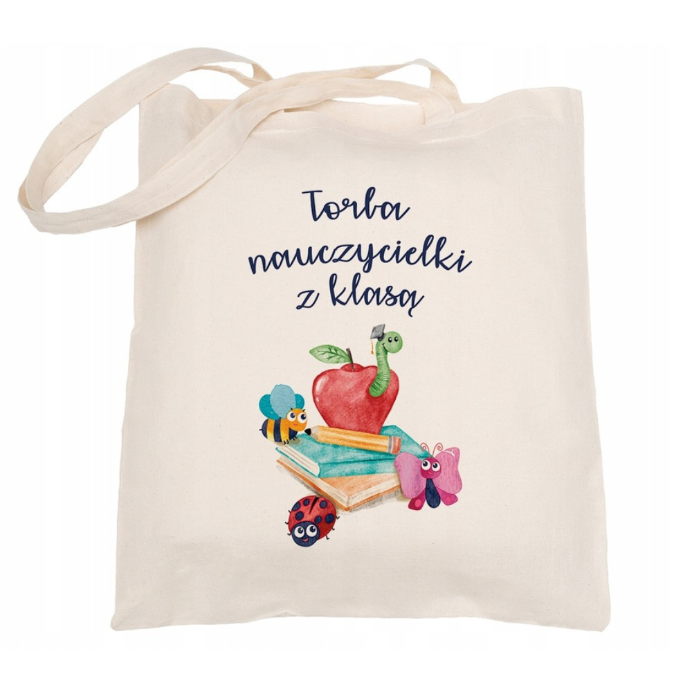 Prezent na dzień nauczyciela TORBA BAWEŁNIANA NAUCZYCIELKI Z KLASĄ