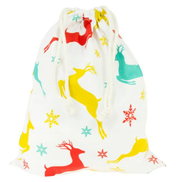 Woreczek bawełniany 25x30 cm Kolorowe Renifery