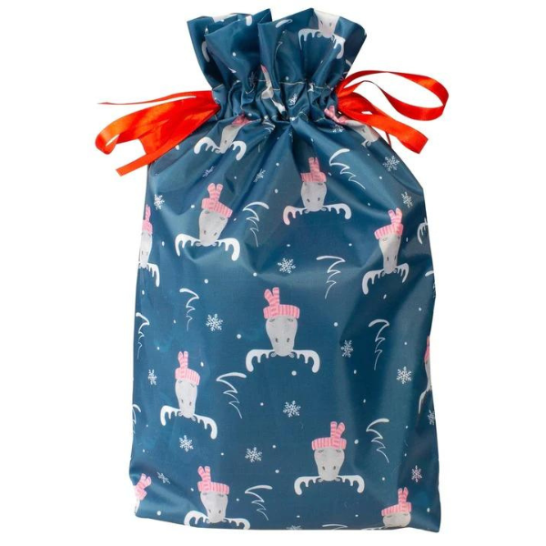 Woreczek poliestrowy 30x45cm Renifery białe