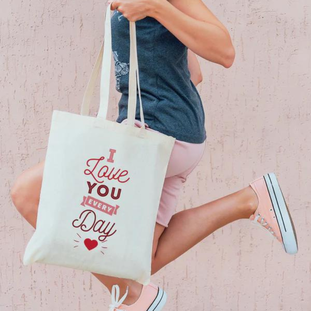 Torba bawełniana ecru I LOVE YOU EVERY DAY