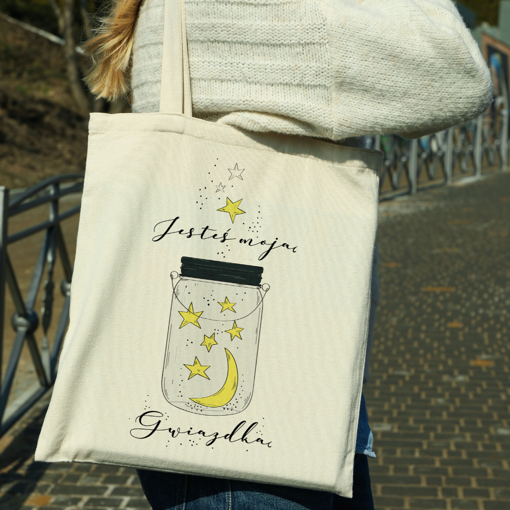 Torba bawełniana ecru JESTEŚ MOJĄ GWIAZDA