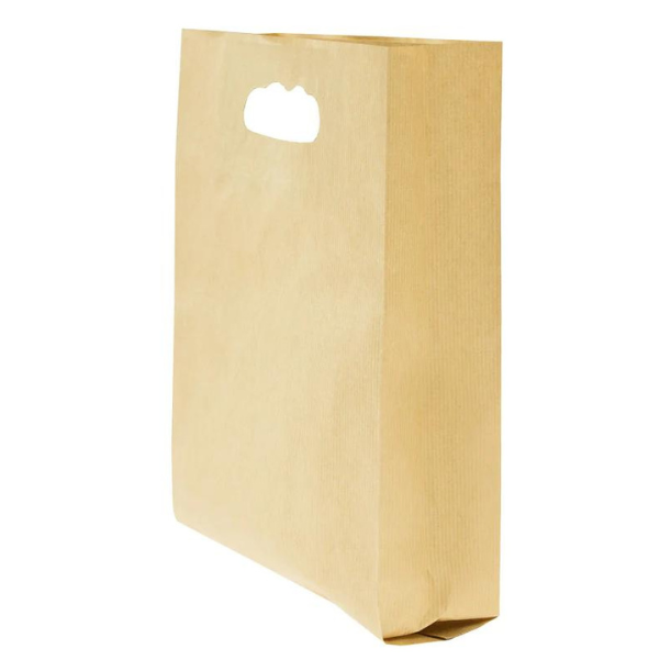 Torba Fałdowa z Wyciętym Uchwytem 260x80x405mm Brązowa 25szt.