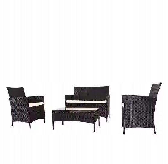 Rattanowe meble ogrodowe zestaw 4-osobowy + stół