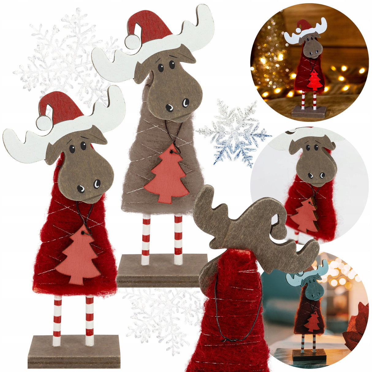 Figurka świąteczna RENIFER z drewna stojąca