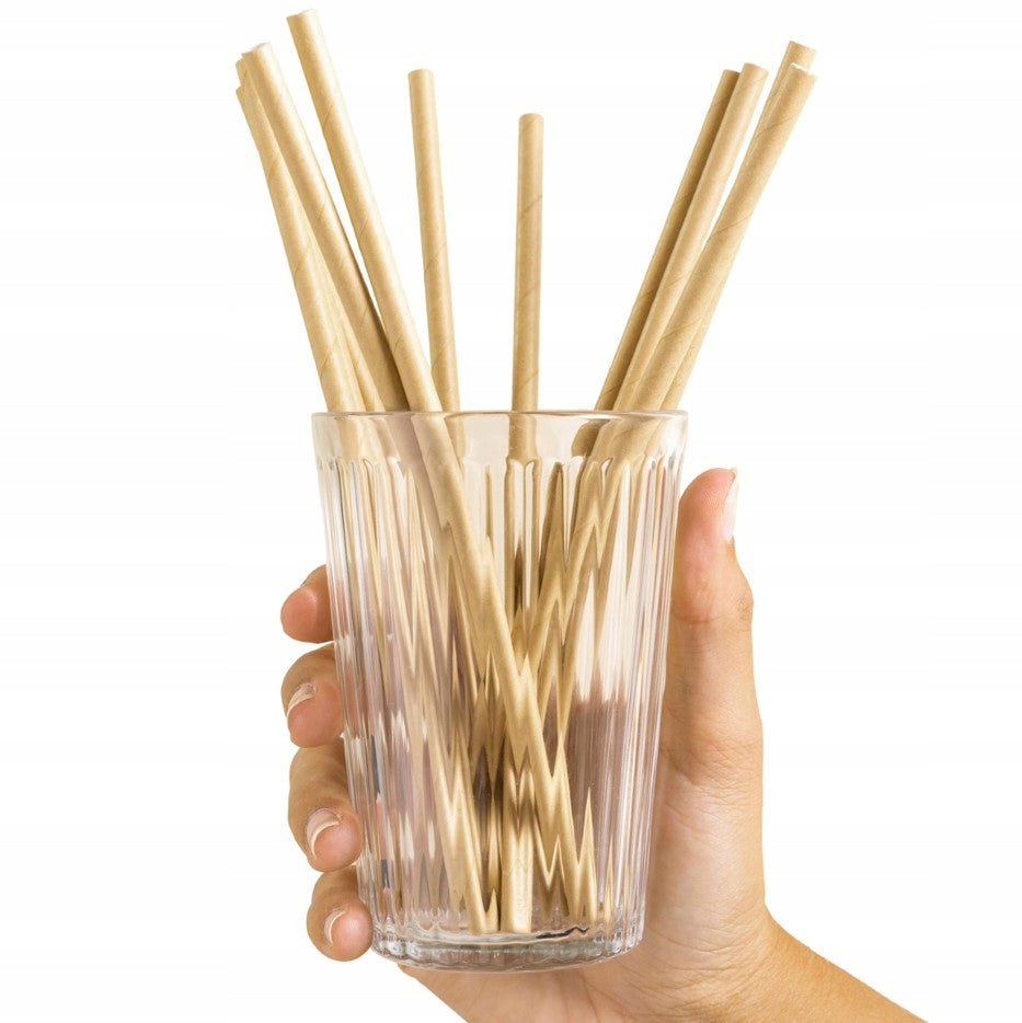 Słomki Papierowe Grube Brązowe 20cm 200 szt.