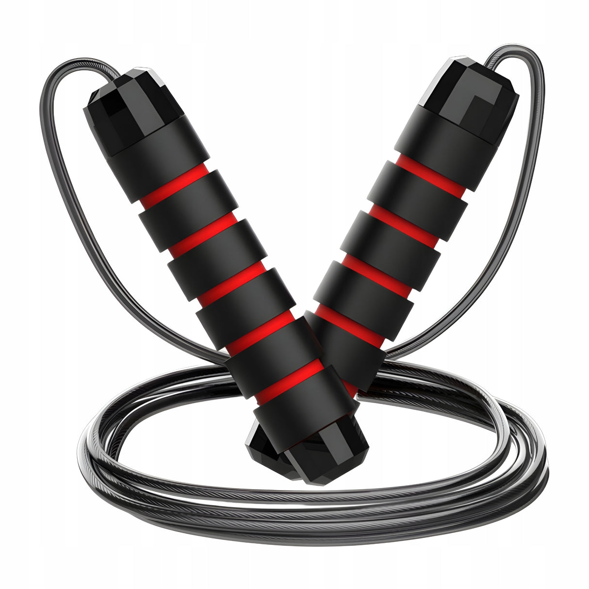 Regulowana skakanka bokserska czarno-czerwona