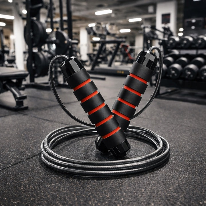 Regulowana skakanka bokserska czarno-czerwona