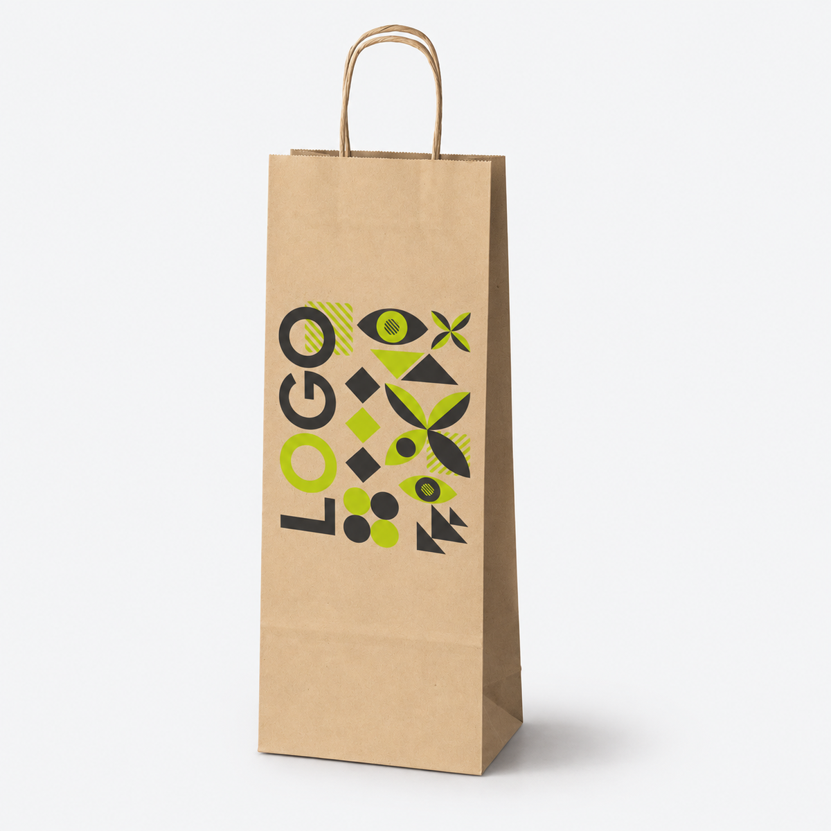 Torba papierowa z nadrukiem, uchwyt skręcany 160 × 80 × 390 mm Brązowa (kraft)