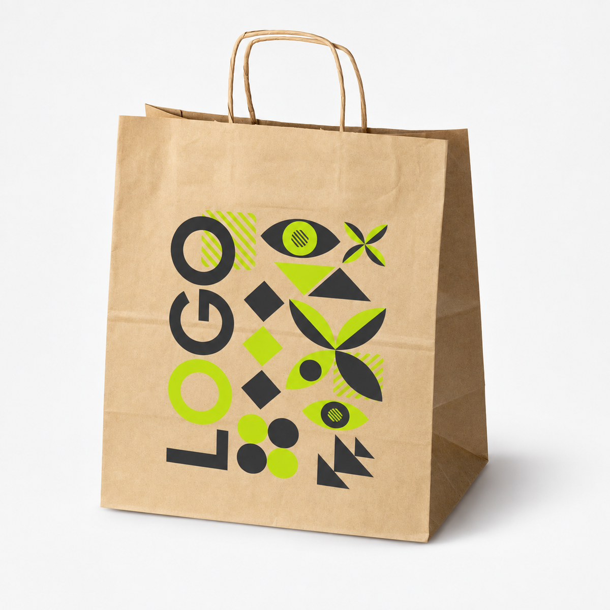 Torba papierowa z nadrukiem, uchwyt skręcany 305 × 170 × 340 mm Brązowa (kraft)