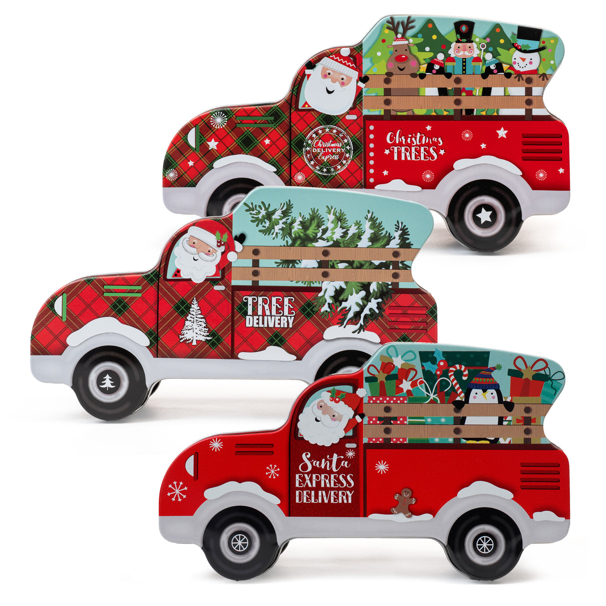 Metalowa puszka świąteczna w kształcie samochodu 3szt.