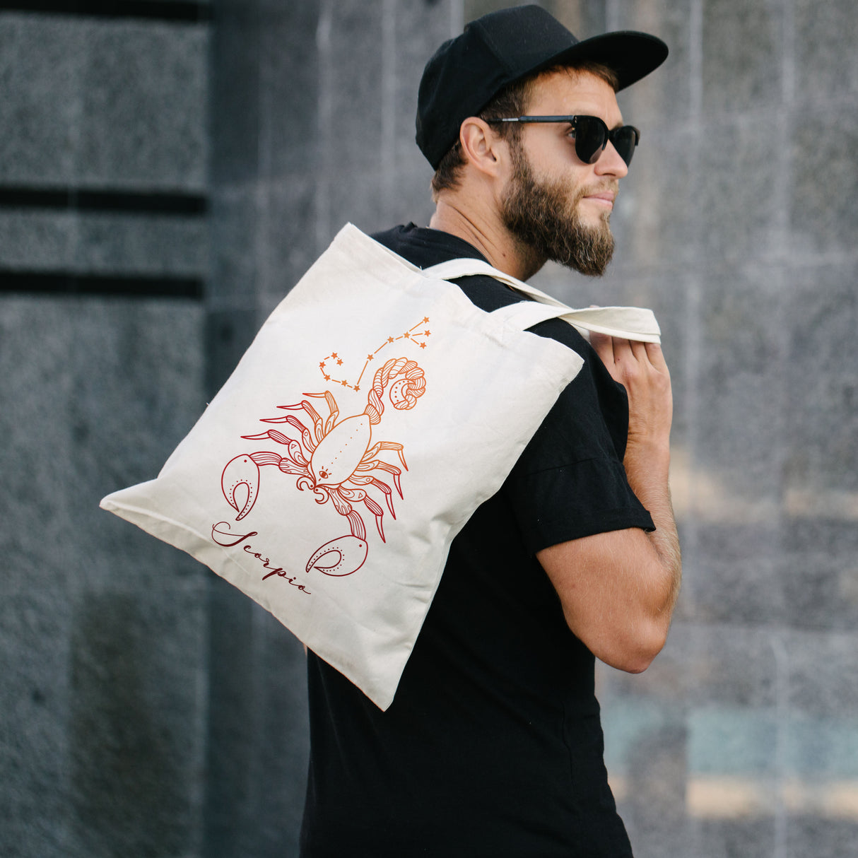 Torba bawełniana z nadrukiem Ecru SKORPION