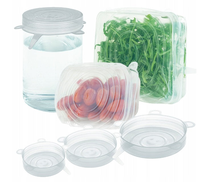 Pokrywki silikonowe do żywności UNIWERSALNE BIAŁE 6szt.