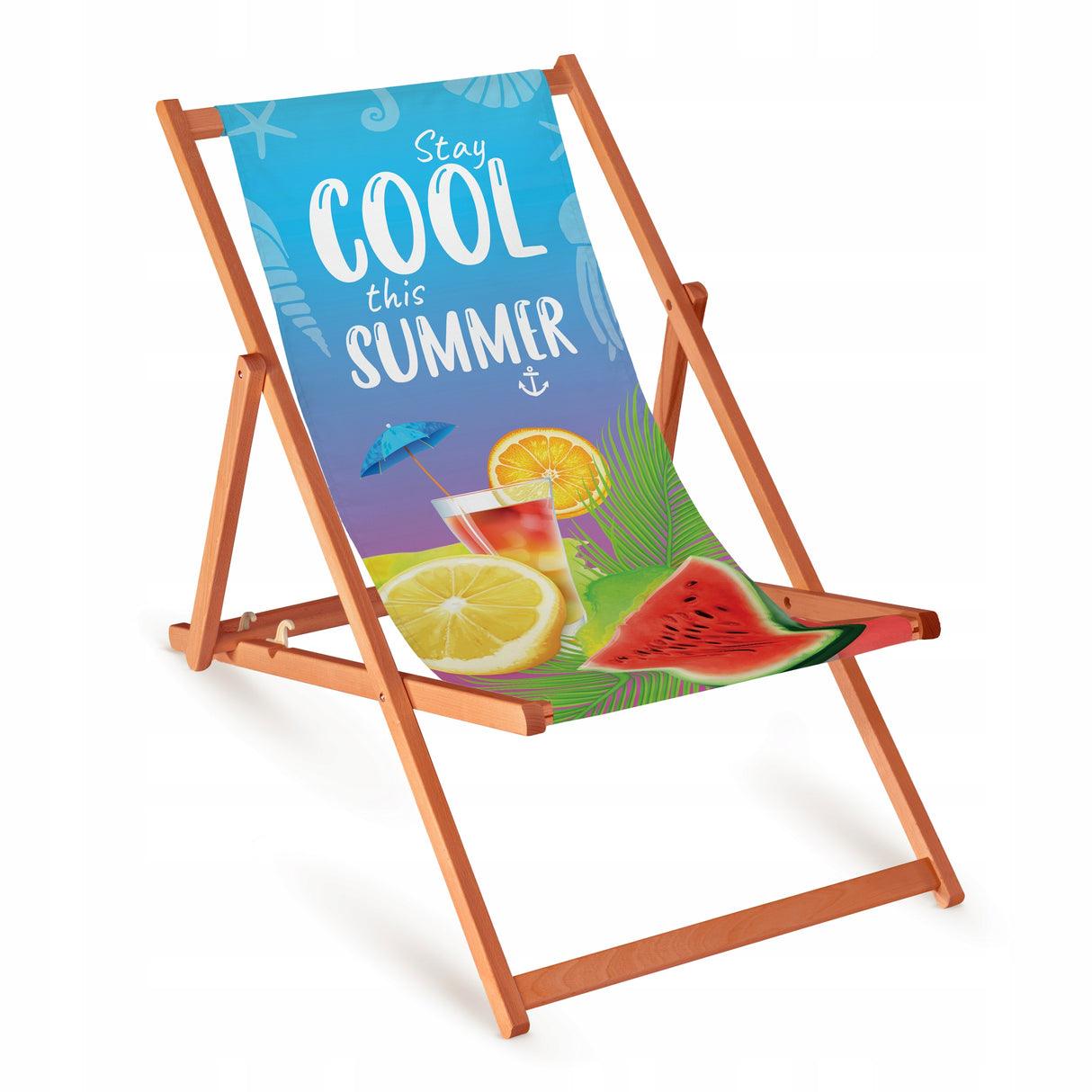 Leżak drewniany COOL SUMMER - Pomarańczowy Stelaż