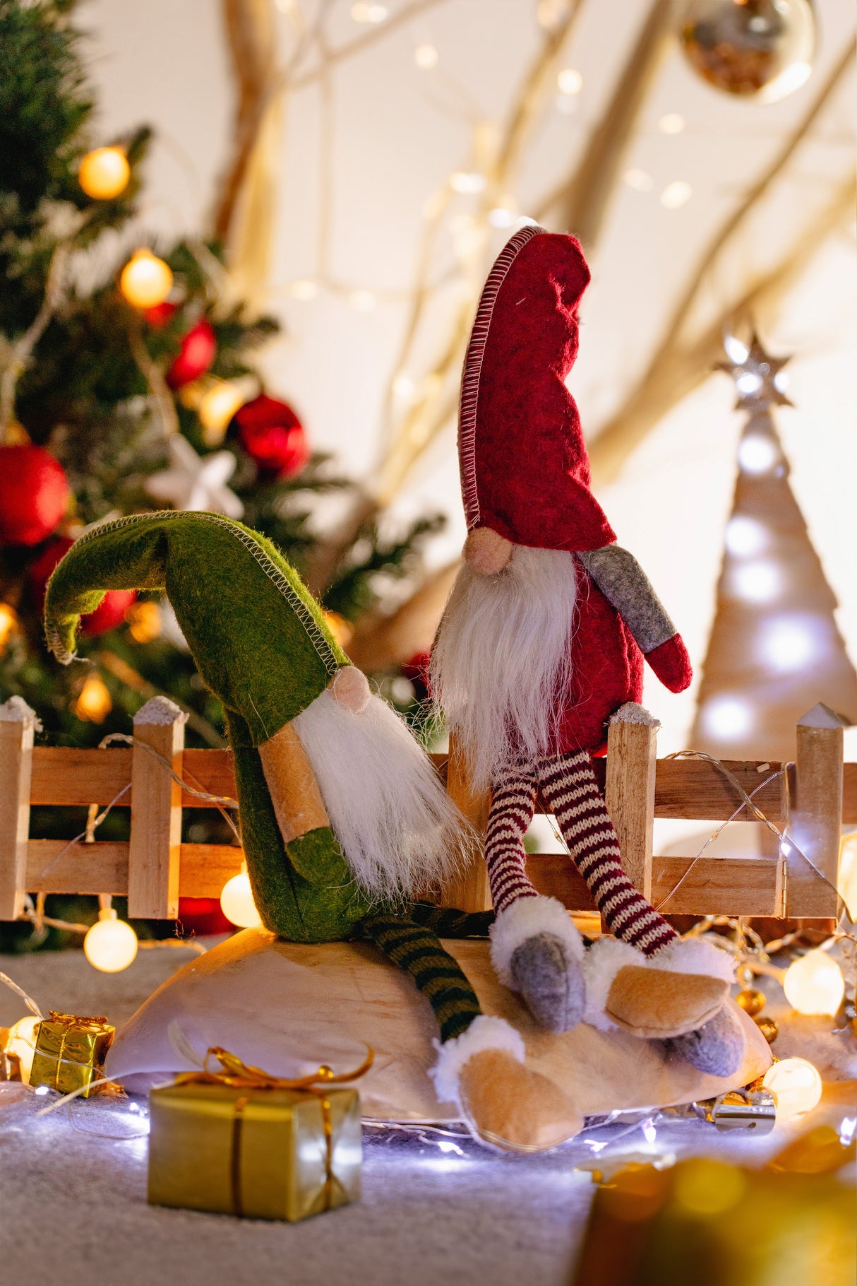 Gnom świąteczny Zielony Czerwony 49cm