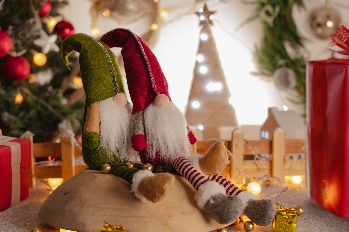 Gnom świąteczny Zielony Czerwony 49cm