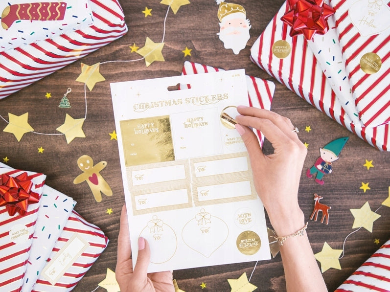 Naklejki świąteczne NA PREZENTY 1 ARKUSZ=12 naklejek