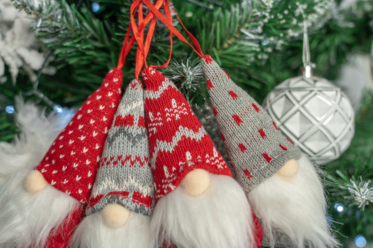 Zawieszki na choinkę dekoracyjne 4szt. GNOMY ŚWIATECZNE