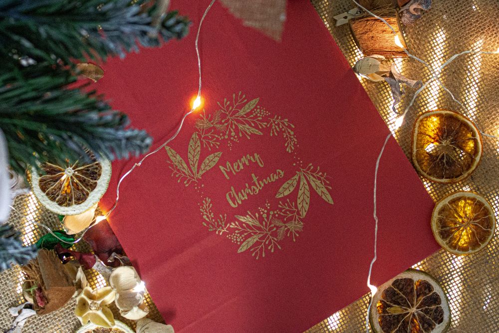 Torba papierowa świąteczna 180x80x220mm Czerwona MERRY CHRISTMAS