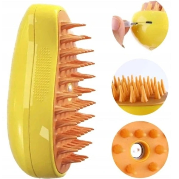 Szczotka Parowa dla Psa i Kota Elektryczna Żółta