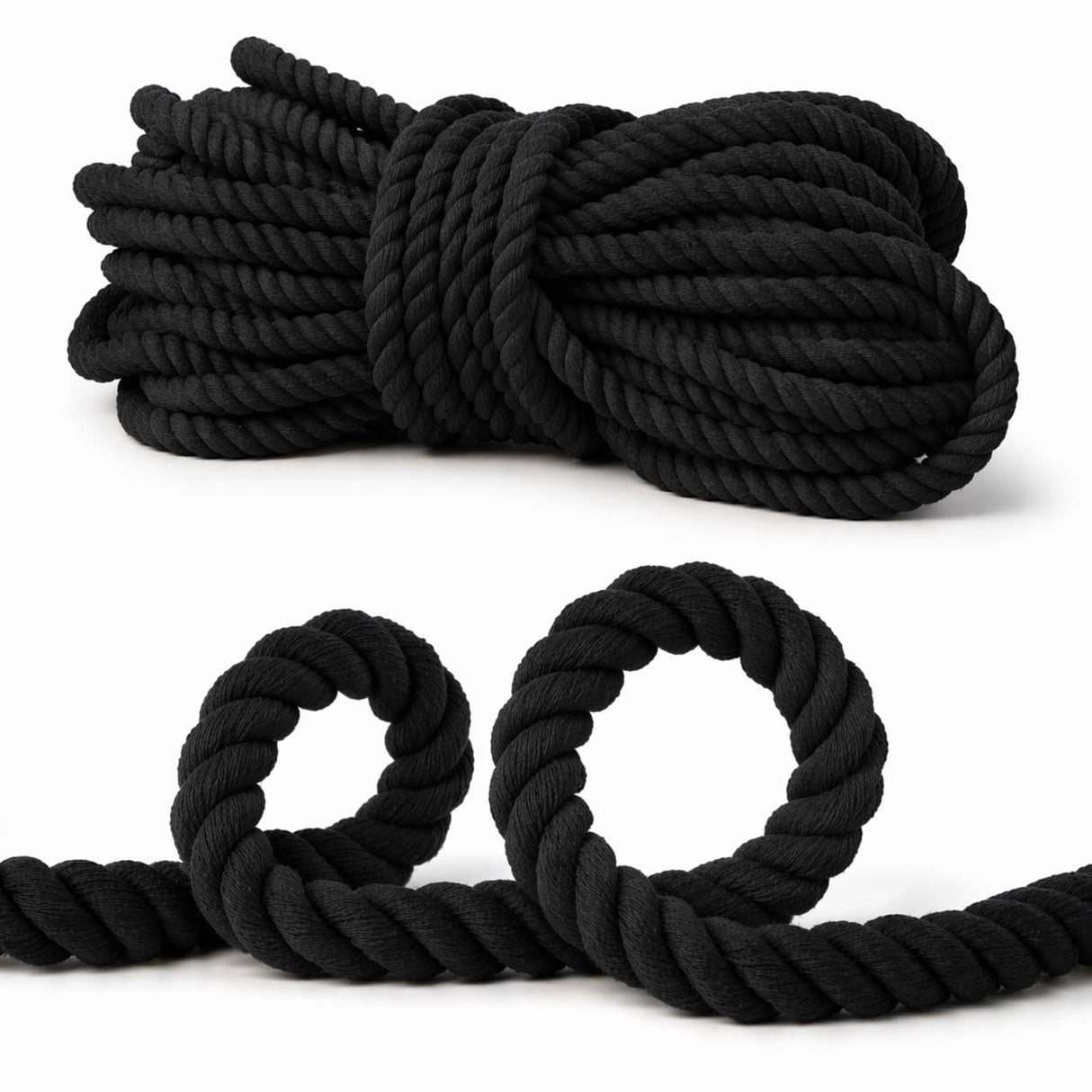 Sznurek bawełniany potrójnie skręcany 10 mm Czarny