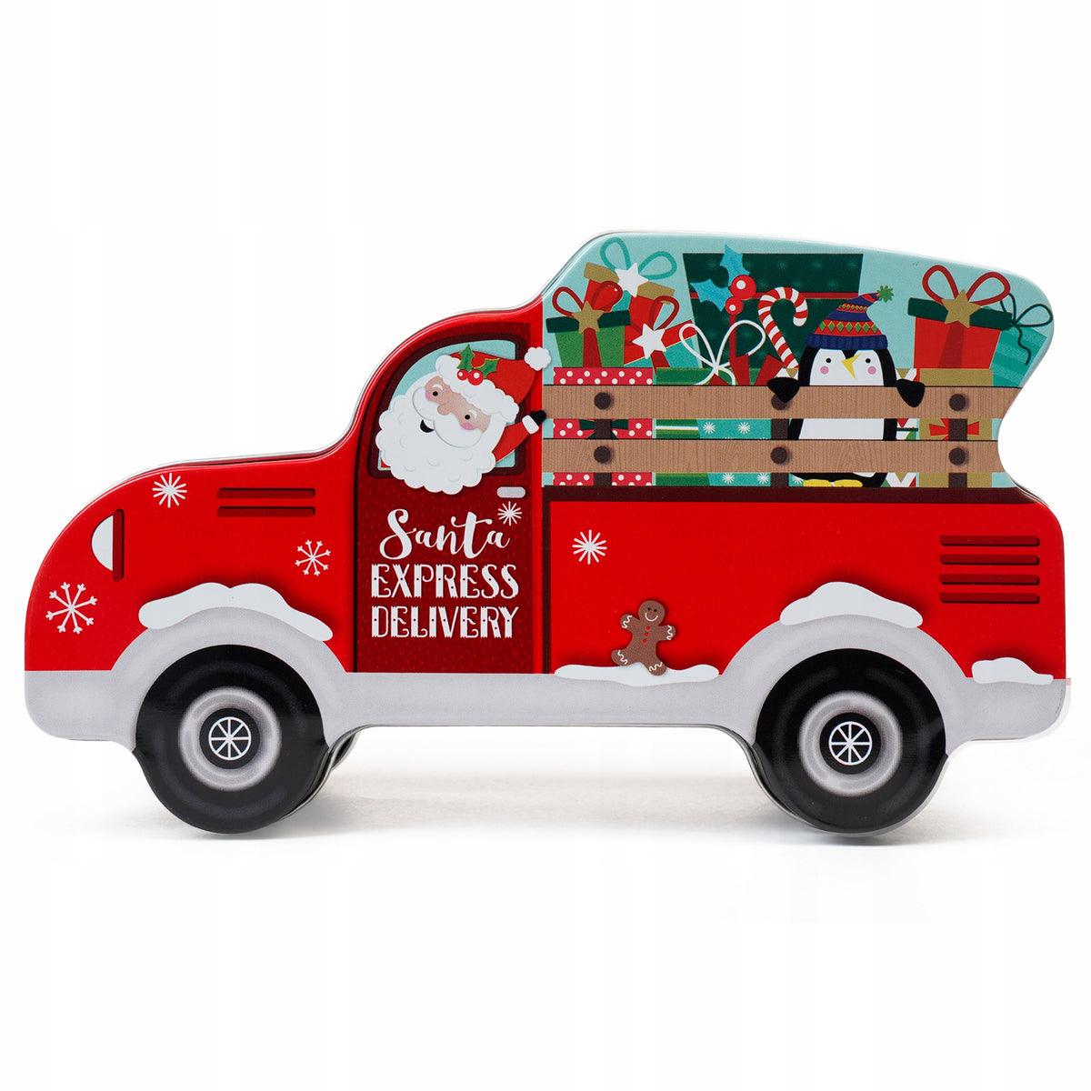 Metalowy pojemnik w kształcie świątecznego samochodu Santa EXPRESS DELIVERY
