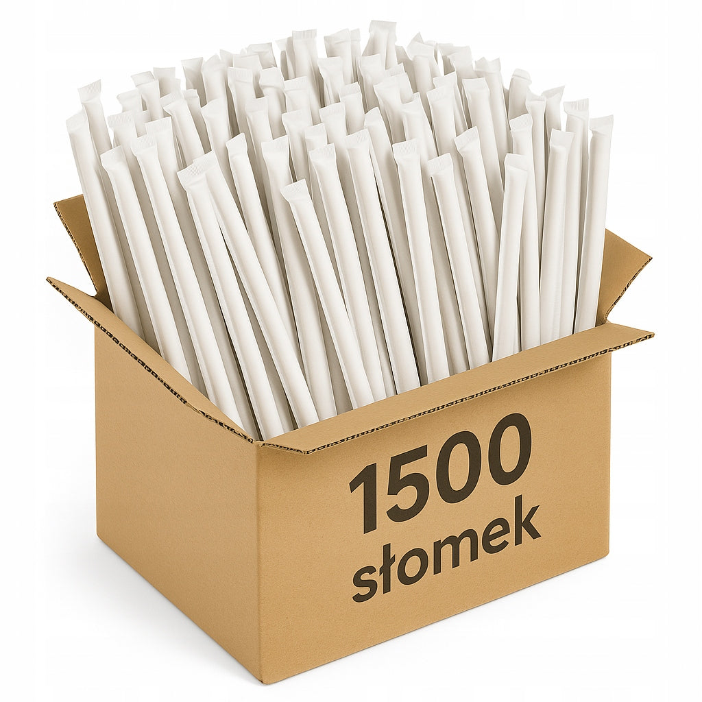 Słomki Papierowe Grube Białe 1500 szt.
