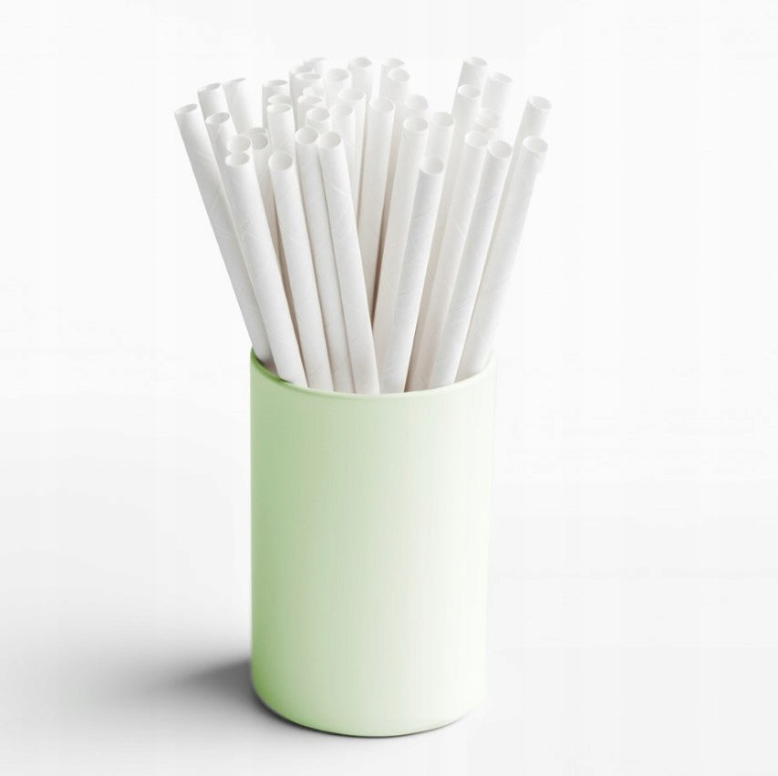 Słomki Papierowe Grube Białe 20cm 200 szt.