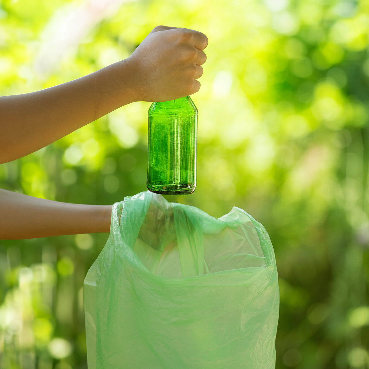 Zielone worki na śmieci z recyklingu 60 L