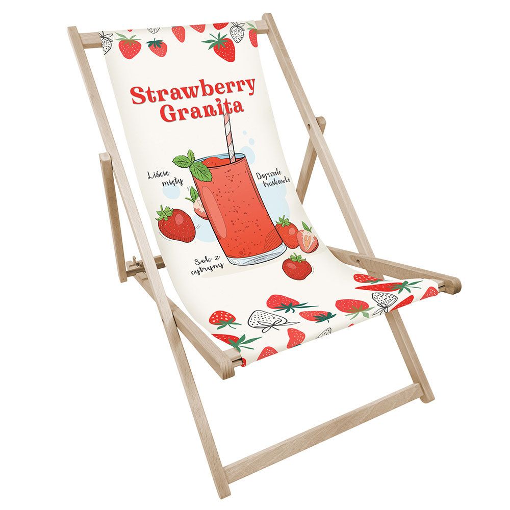 Leżak drewniany z nadrukiem STRAWBERRY GRANITA