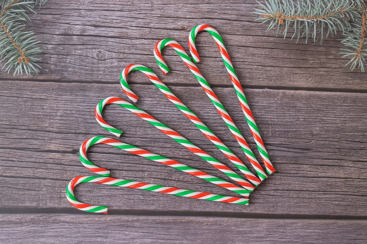 Świąteczne laski na choinkę Czerwono-biało-zielone 6 szt.