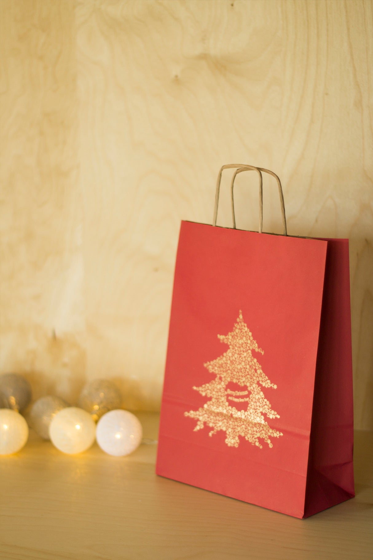 Torba papierowa świąteczna 180x80x225mm Złota Choinka