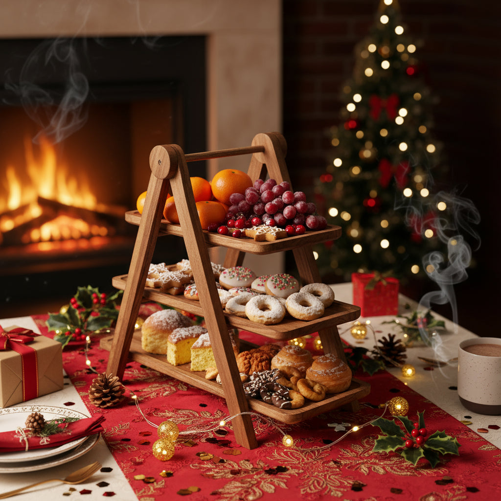 Drewniana patera 3-poziomowa Rustykalna