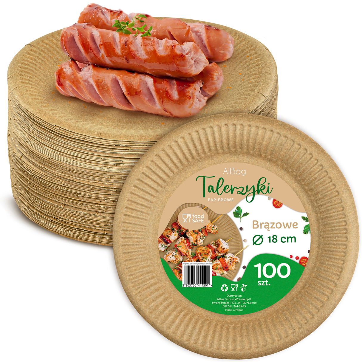 Talerzyki papierowe EKO 18cm 100szt