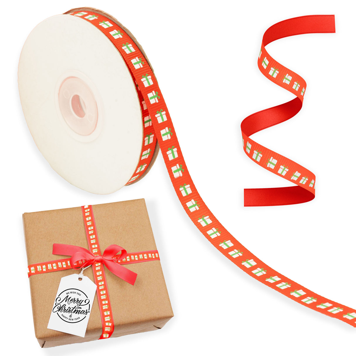 Tasiemka wstążka CZERWONA ŚWIĄTECZNA PREZENT