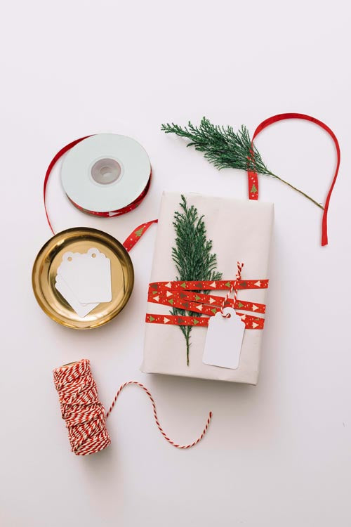 Tasiemka wstążka CZERWONA ŚWIĄTECZNA CHOINKA