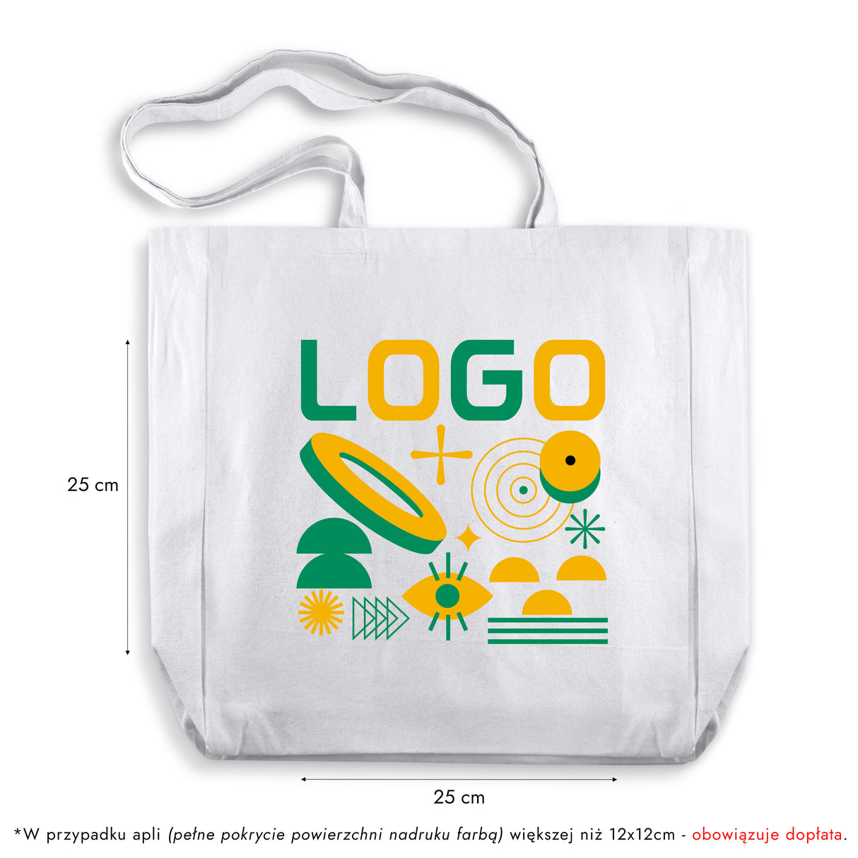 Torba bawełniana z własnym nadrukiem 380x80x80x420mm Biała 220g/m2