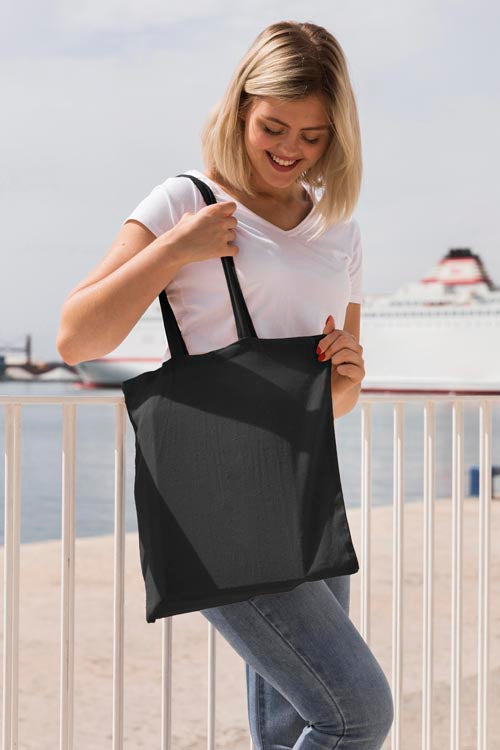 Torba Bawełniana 380x420mm Czarna Uchwyt: 70 cm