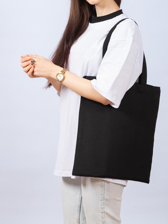 Torba Bawełniana 380x420mm Czarna Uchwyt: 70 cm