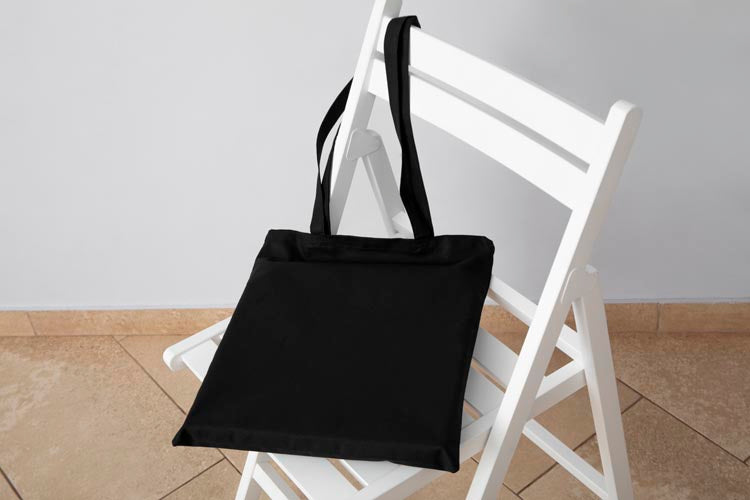 Torba Bawełniana 380x420mm Czarna Uchwyt: 70 cm