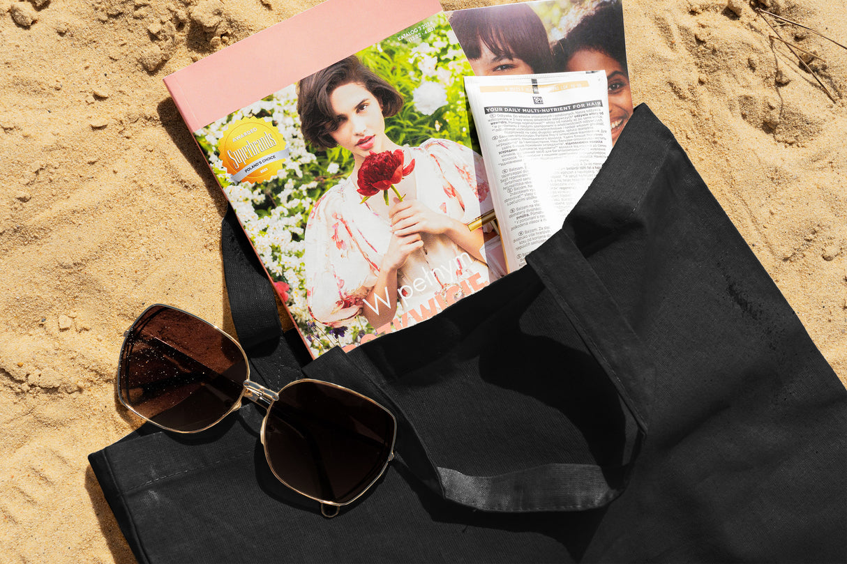 Torba bawełniana 380x420mm Czarna Uchwyt: 35 cm