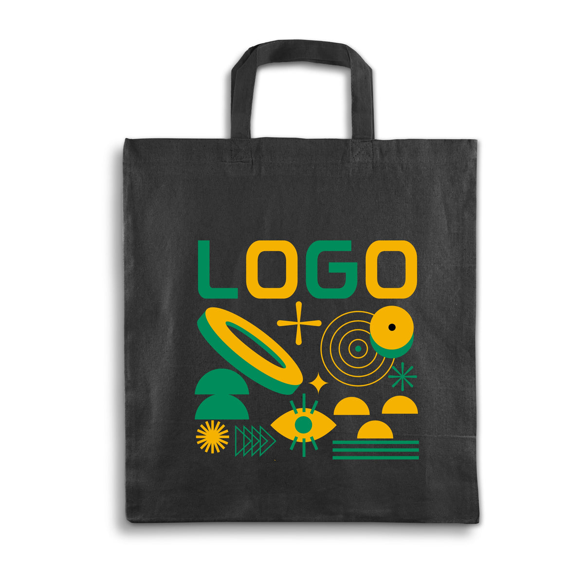Torba bawełniana z nadrukiem 380×420 mm, krótki uchwyt 35 cm 380 × 420 mm czarna m², Polska