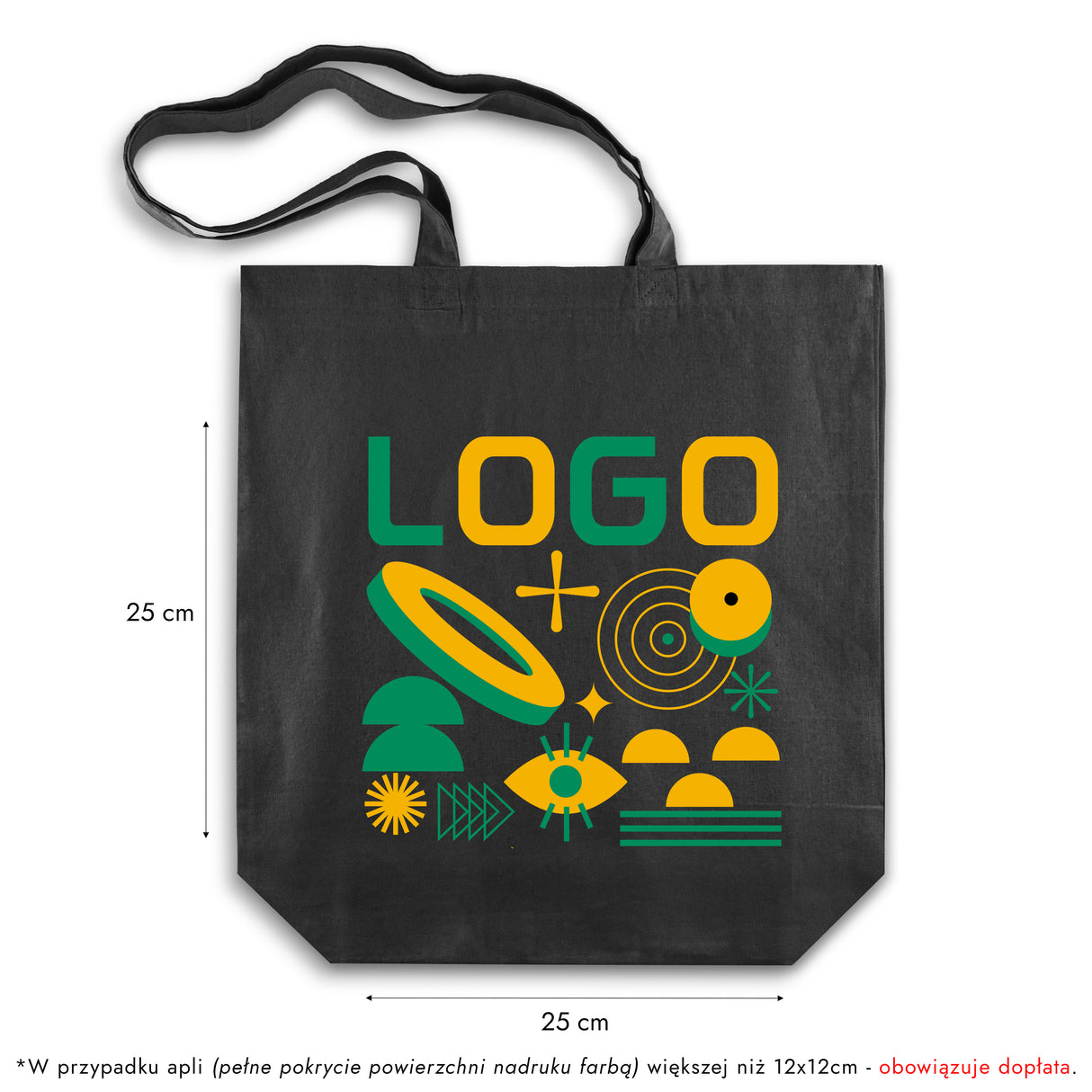 Torba bawełniana z własnym nadrukiem 380x80x420mm 220g/m2 czarna